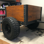 DIY overland trailer with a wood box.
