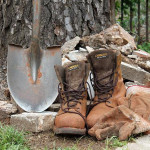 A camping shovel used for rocks.