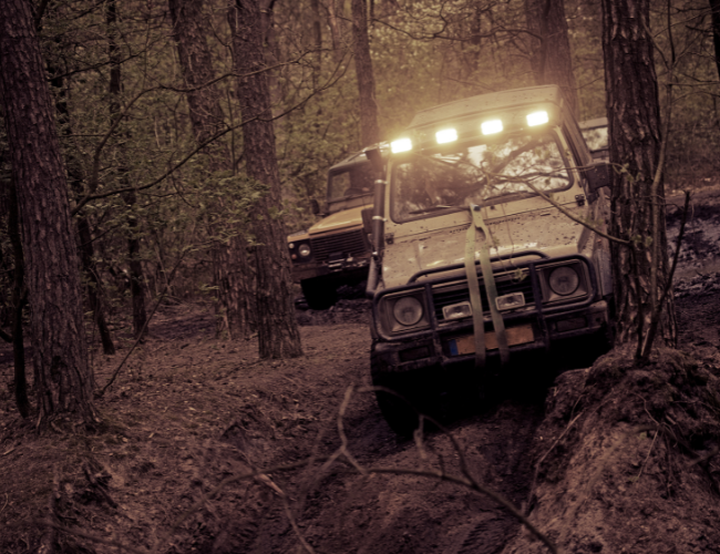 Off road lights on a Jeep.