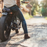 A motorcycle used for overland camping.