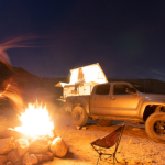 Overlanding rig at a campsite.