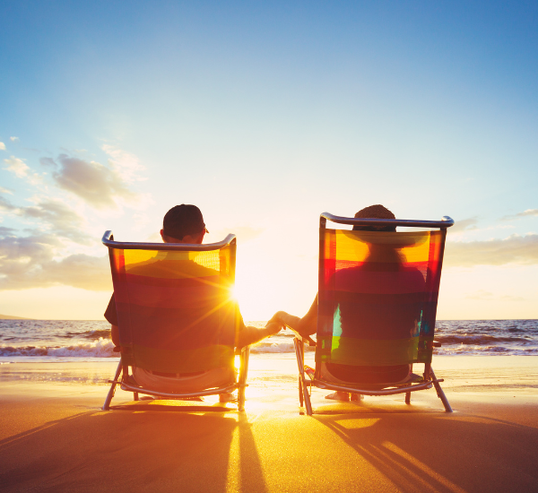 A couple that retired at a campsite.